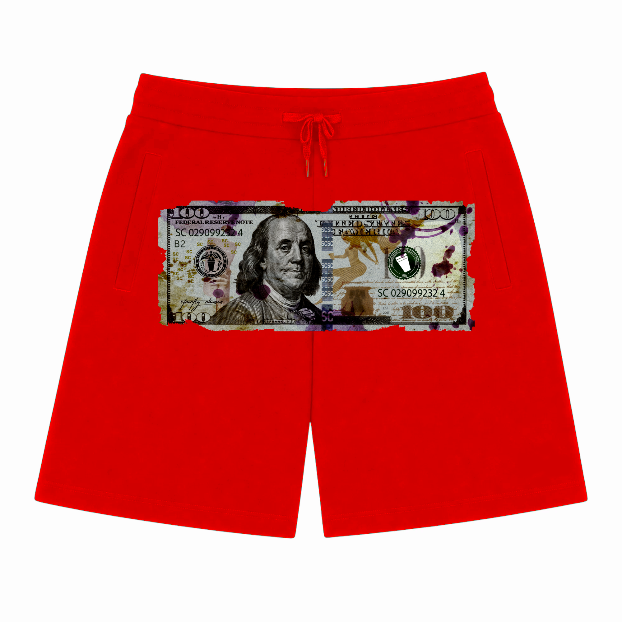 RED STRICTLY CHASIN “FILTHY 100s” SHORTS